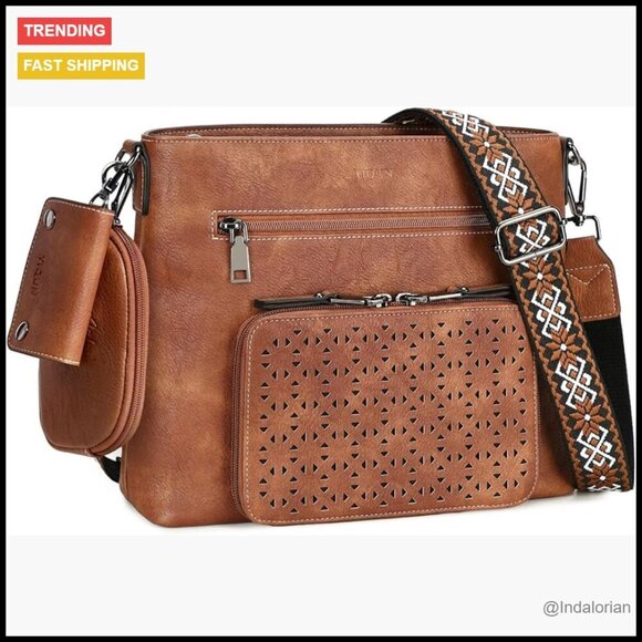 Handbags - PU Leather Crossbody Bag Multi Pocket Adjustable Strap Roomy Chic Daily